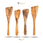 Preview: Blessed Olive Wood Küchenhelfer Set 4 tlg aus Olivenholz