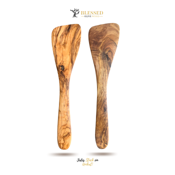 Blessed Olive Wood Pfannenwender Natur Pfannenheber aus Olivenholz 2 er Set