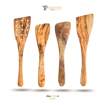 Blessed Olive Wood Küchenhelfer Set 4 tlg aus Olivenholz